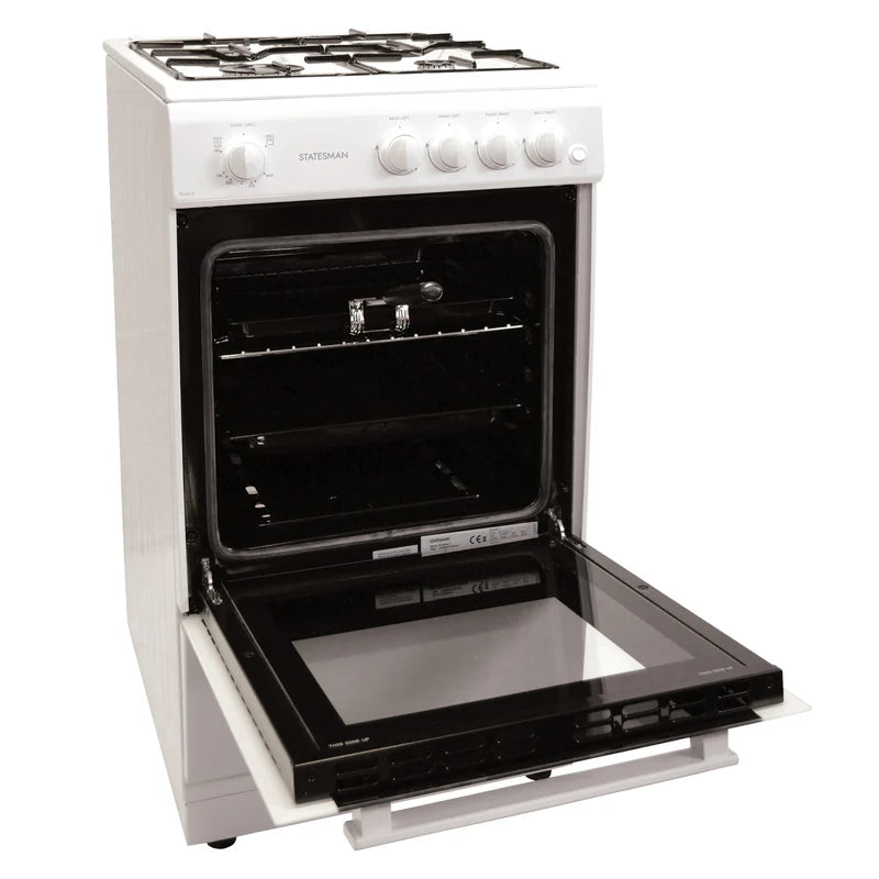 Single Cavity Gas Cooker, 4 Gas Burners, 50cm Wide, White (SUPPLY ONLY)