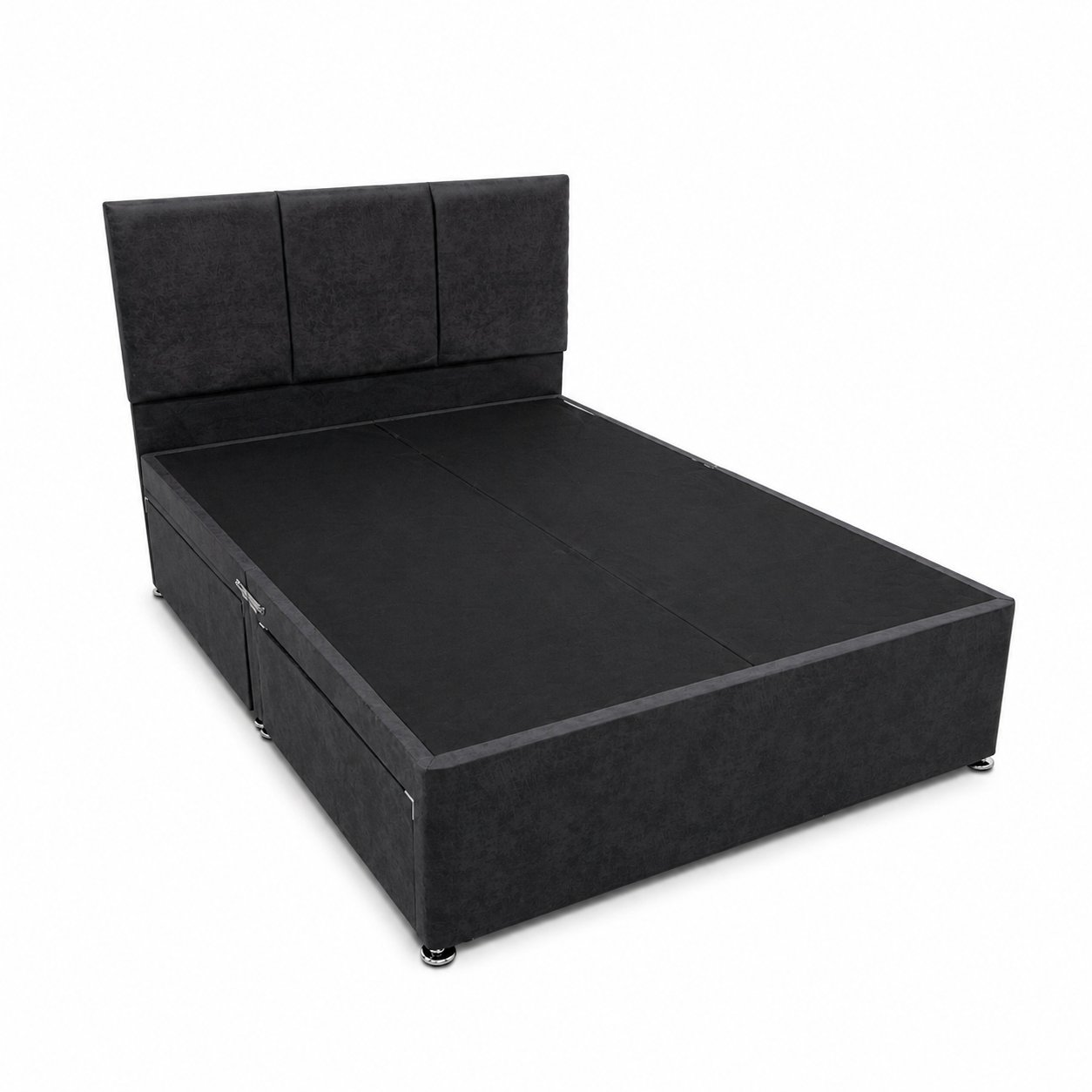 Linoso Charcoal Platform Divan Base With Matching 3 Panel 20" Headboard