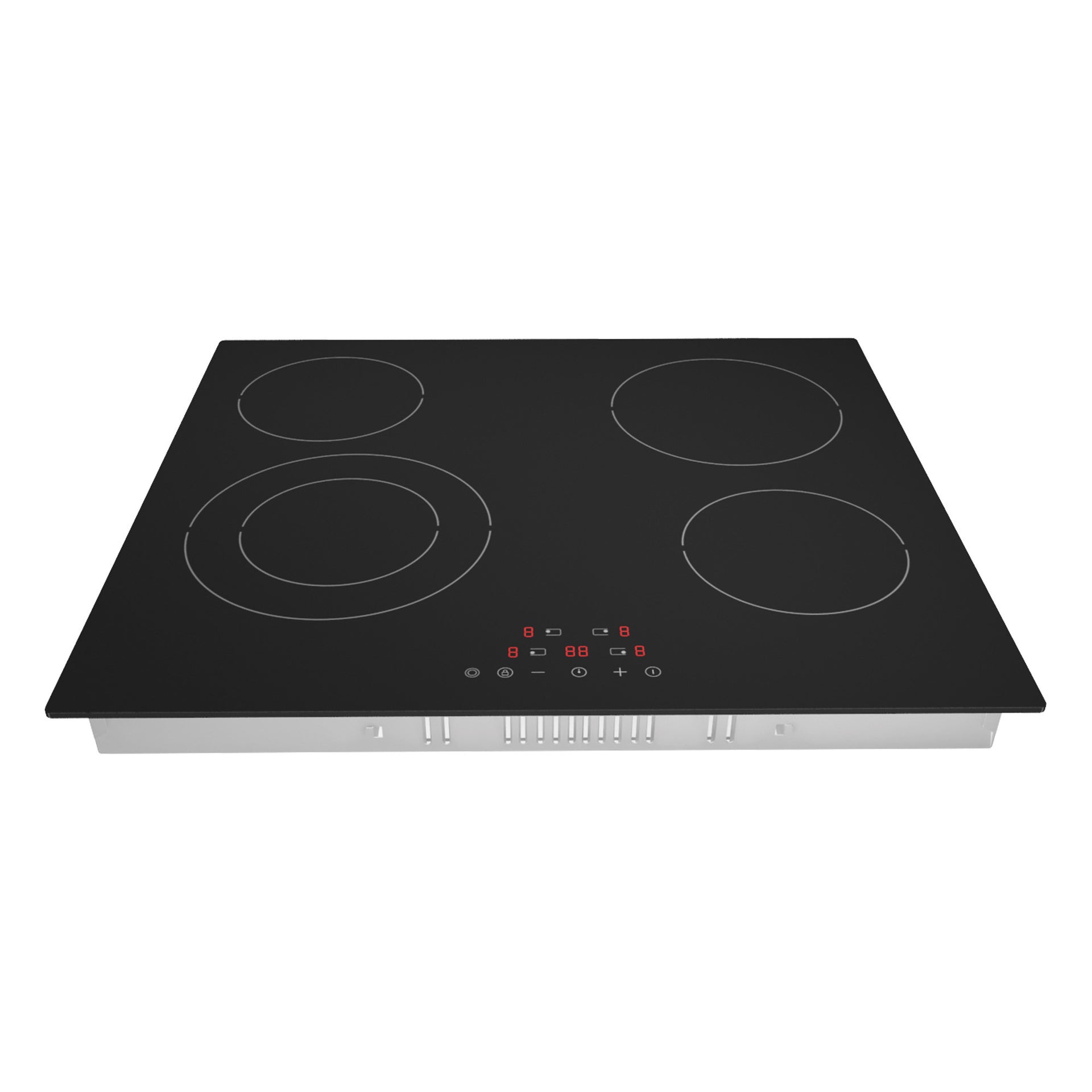 4 Zone Ceramic Hob Cooktop, Side Dial Control, 6400W, 60cm, Black