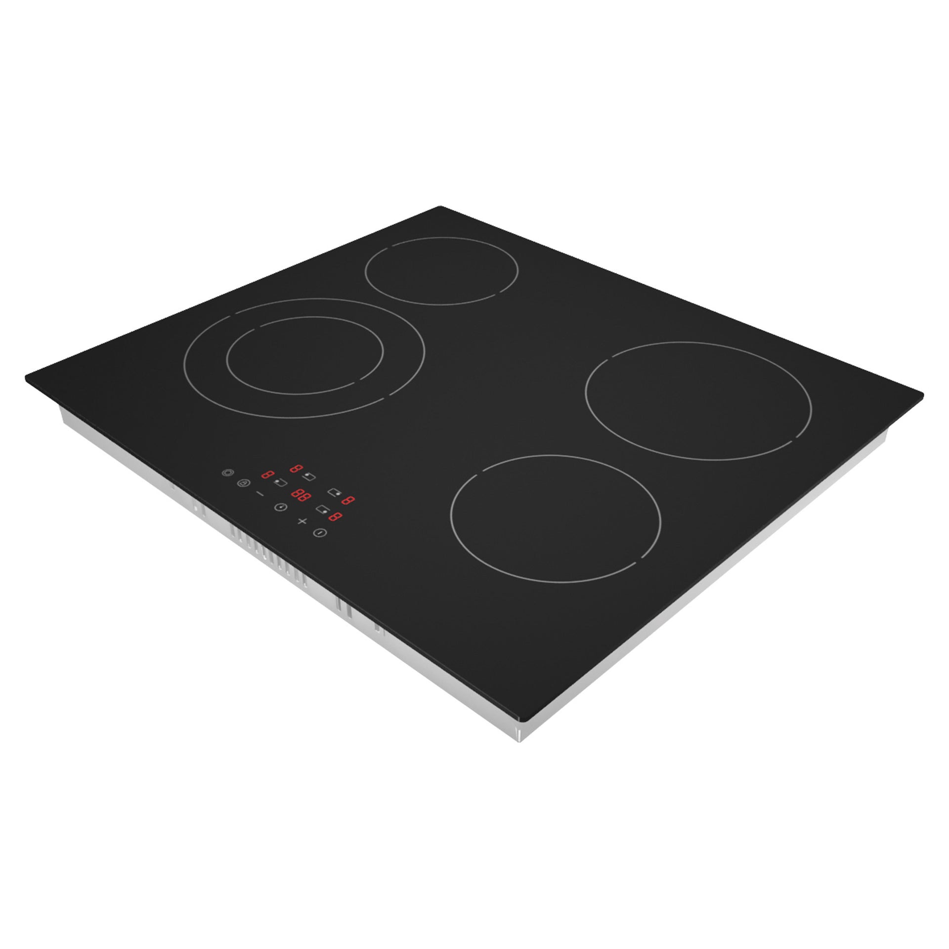 4 Zone Ceramic Hob Cooktop, Side Dial Control, 6400W, 60cm, Black