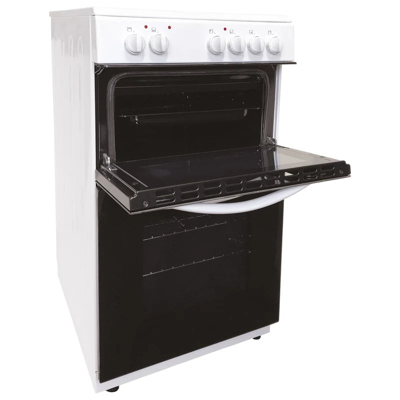 Double Oven Electric Cooker, 4 Zones, 50cm Wide, White