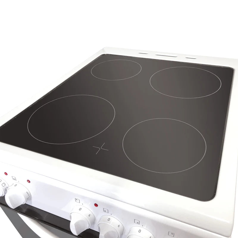 Double Oven Electric Cooker, 4 Zones, 50cm Wide, White