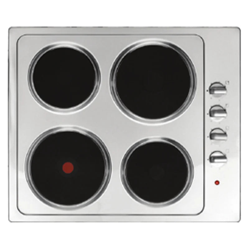 4 Plate Electric Hob Cooktop, Side Dial Control, 60cm, 5500 Watt, Stainless Steel