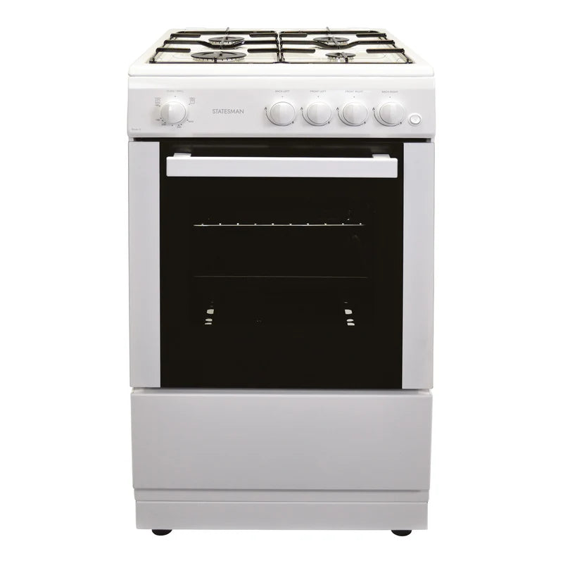 Single Cavity Gas Cooker, 4 Gas Burners, 50cm Wide, White