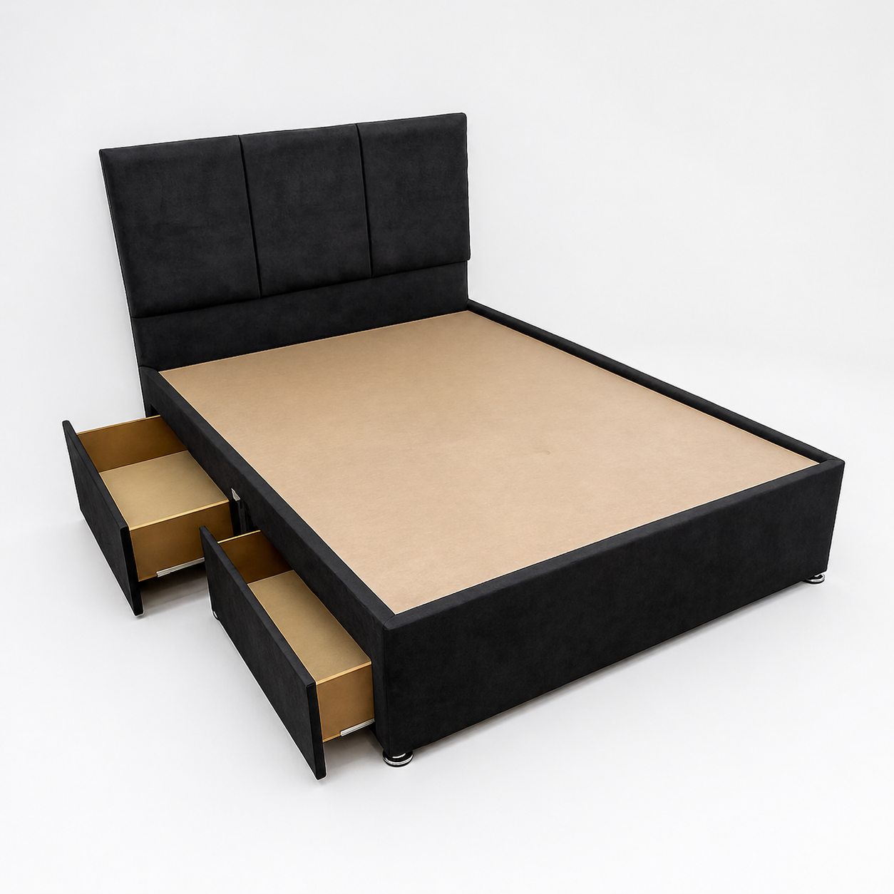 Linoso Charcoal Platform Divan Base With Matching 3 Panel 20" Headboard