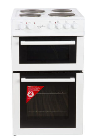 50cm Freestanding Electric Cooker - Double Cavity with Solid Plate Hob